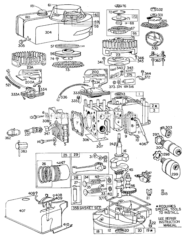 Page A Diagram and Parts List for 60700SERIES  Briggs and Stratton Engine